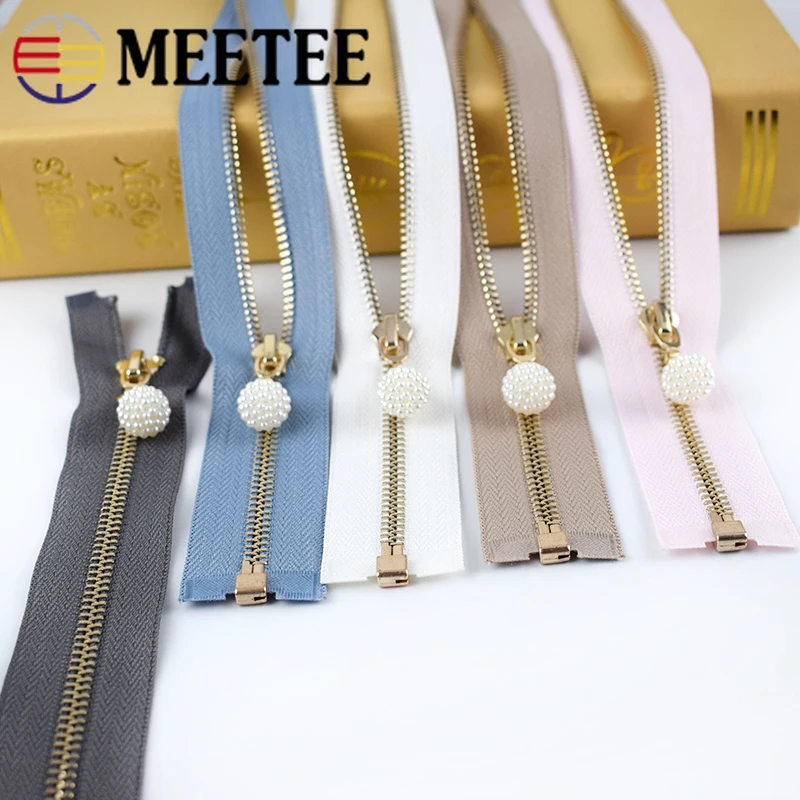 

5 шт. Meetee 60 см 5 # металлическая молния открытый конец белый жемчуг Потяните украшения DIY Ручная работа одежда домашний портной аксессуары для...
