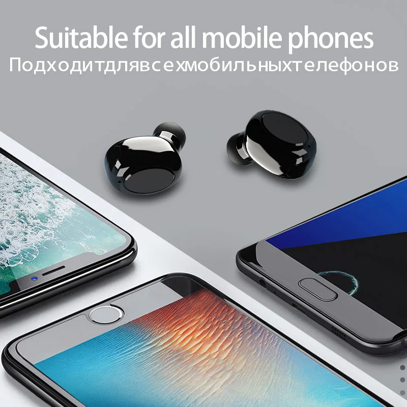 TWS Bluetooth наушники 5,0 беспроводные наушники спортивные водонепроницаемые наушники 9D стерео гарнитура с светодиодный цифровым дисплеем