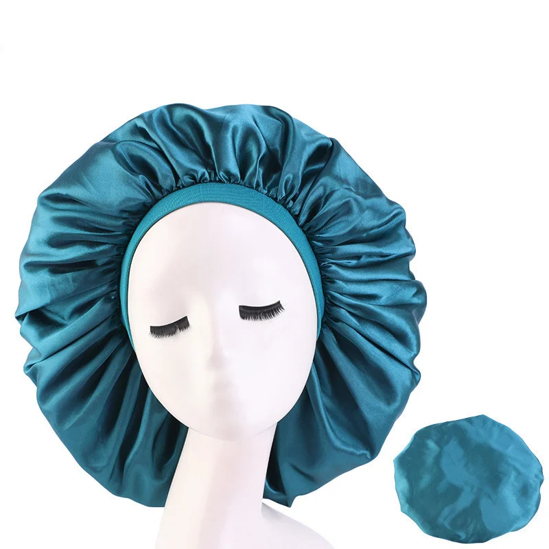 

Women's Turban Extra Large Satin Round Hat Stretch Wide-brimmed Night Hat Chemotherapy Hats Solid Color Head Wrap Plus Size Cap