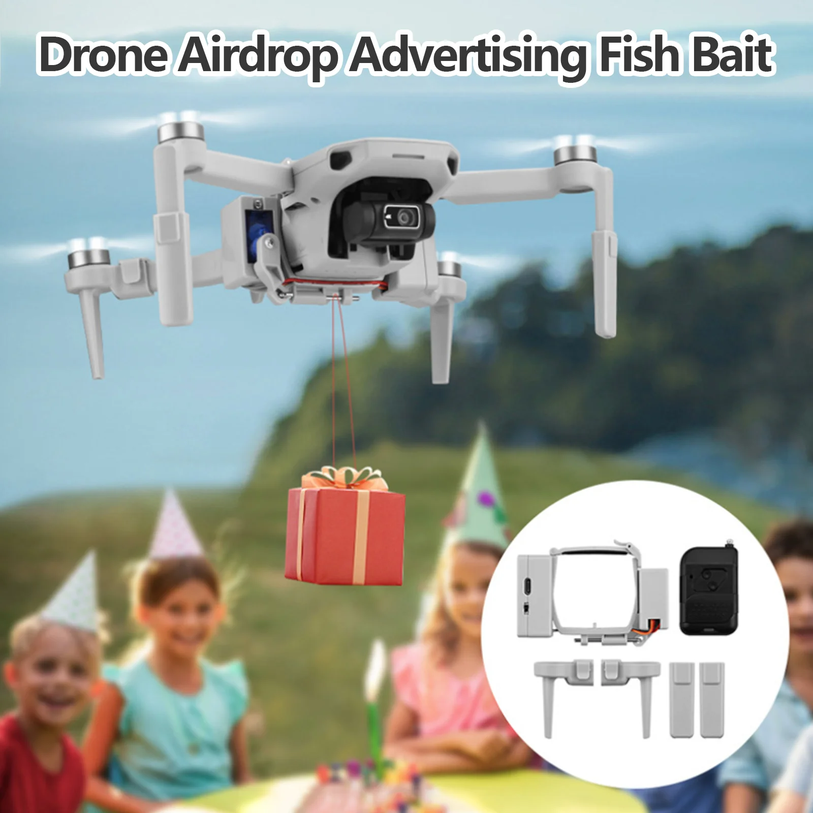 

SUNNYLIFE Drone Airdrop Advertising Fish Bait Gift Ring Thrower Delivery Drop with Landing Remote Control for DJI Mavic Mini 2