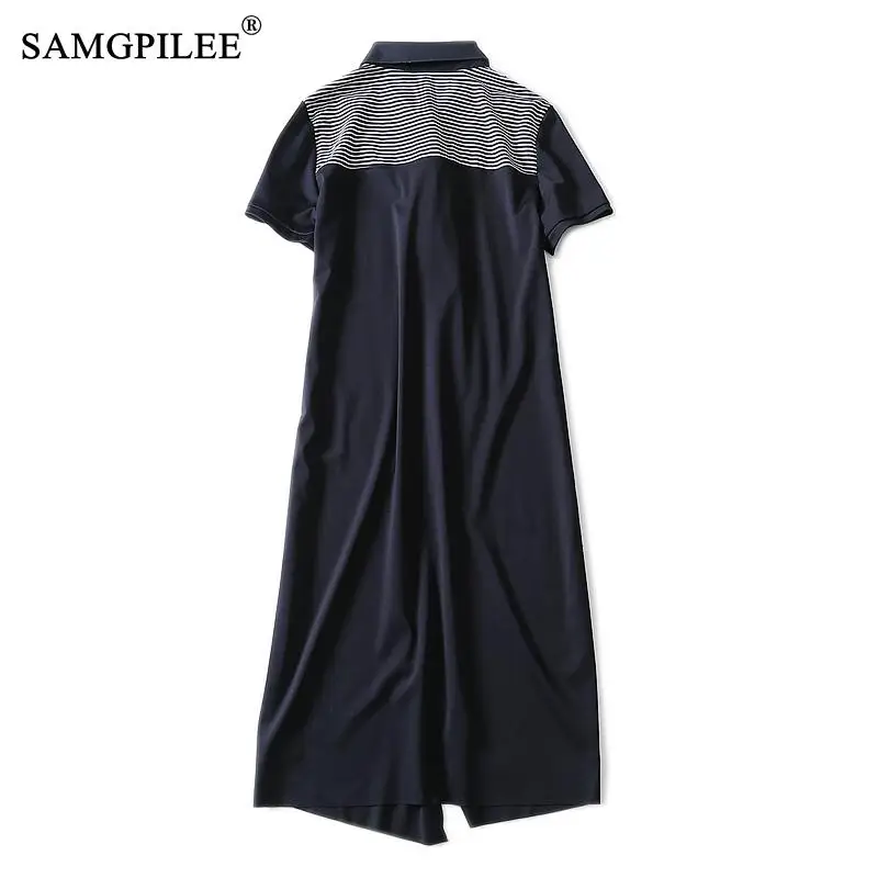 Летняя одежда для женщин 2020 повседневное асимметричное Полосатое платье-поло в