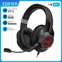 edifier g2ii gaming headset gamer headphones wired headset 50mm driver 7 1 surround sound rgb light noise cancelling microphone
