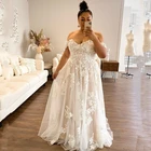 Женское кружевное свадебное платье без рукавов, с открытой спиной, без шлейфа, иллюзионное Тюлевое кружевное платье с аппликацией, 2022