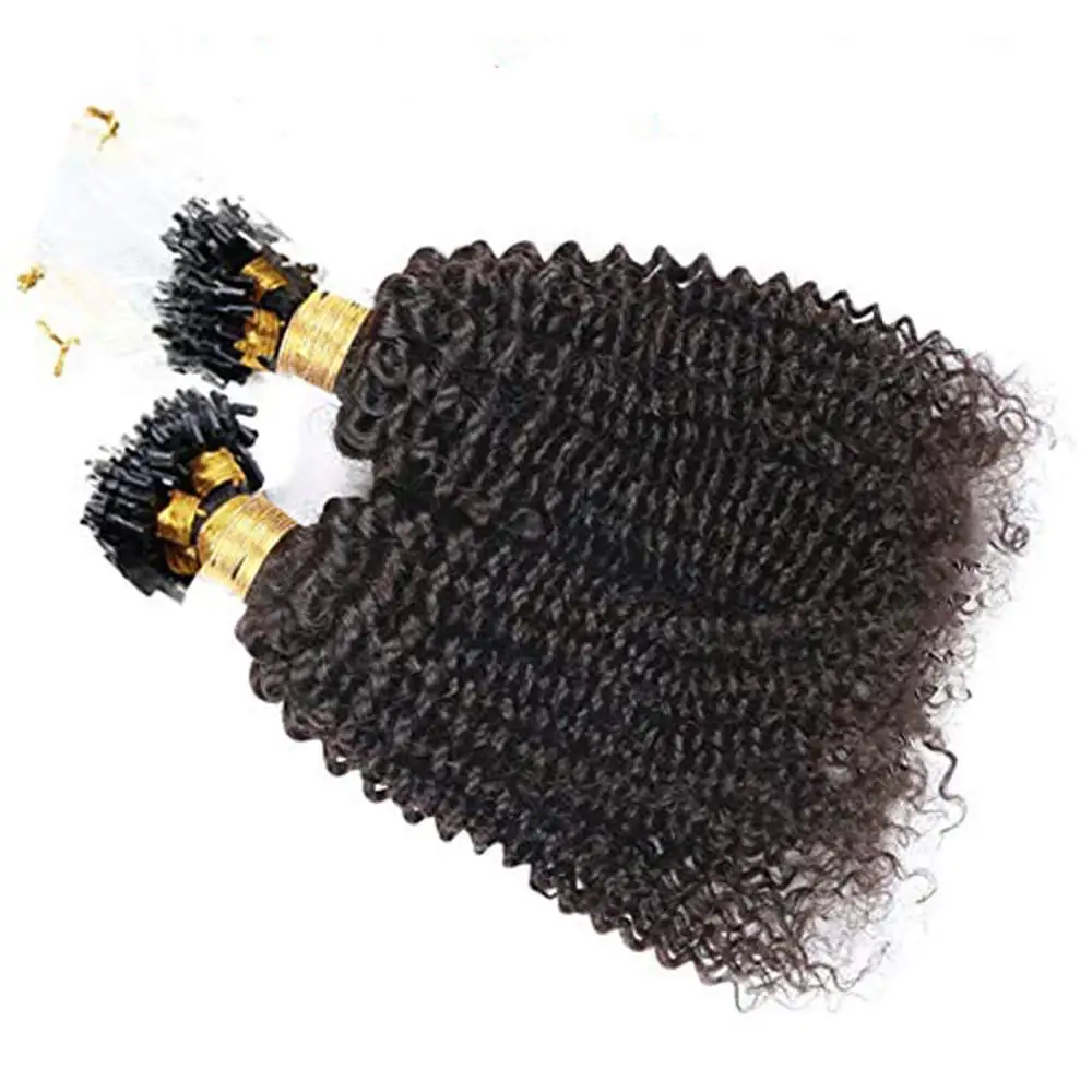 Brazilian Kinky Curly Micro Loop Hair Extensions Small 100g Per Pack Human Rings 1g/stand | Шиньоны и парики