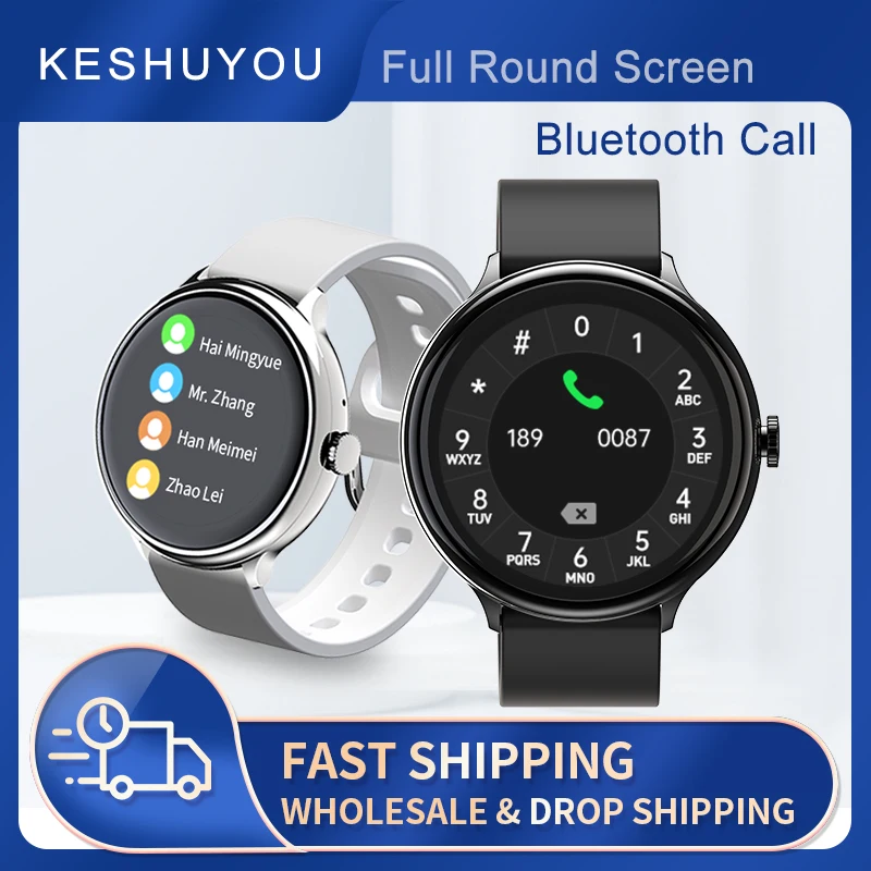 

Смарт-часы KESHUYOU K50 с круглым вызовом, 1,28 дюйма, IP67, водостойкие