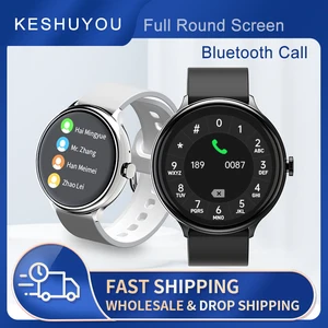 keshuyou k50 round call smart watch men 1 28 full touch ip67 waterproof fitness tracker sports women music watches for android free global shipping