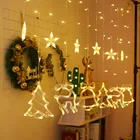 Рождественские аксессуары для дома, рождественские украшения, Рождественский Декор, Санта-Клаус, Рождественский олень, гирлянда-занавеска, новый год 2022