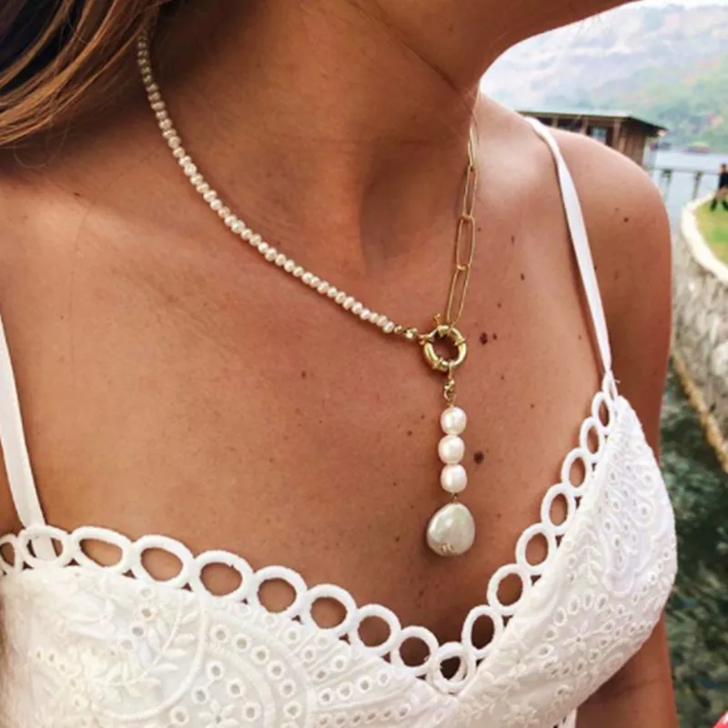 Ожерелье с подвеской из пресноводного жемчуга в стиле барокко | Украшения и