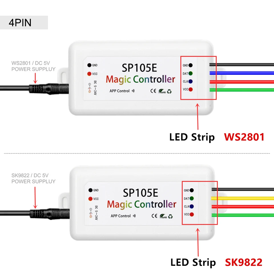 SP105E волшебный светодиодный контроллер Bluetooth DC5 24V пикселей для WS2811 2812 2801 6803 IC