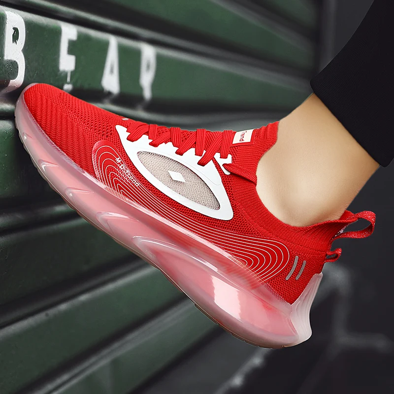 Мужская дышащая беговая Обувь с прозрачной подошвой повседневная спортивная