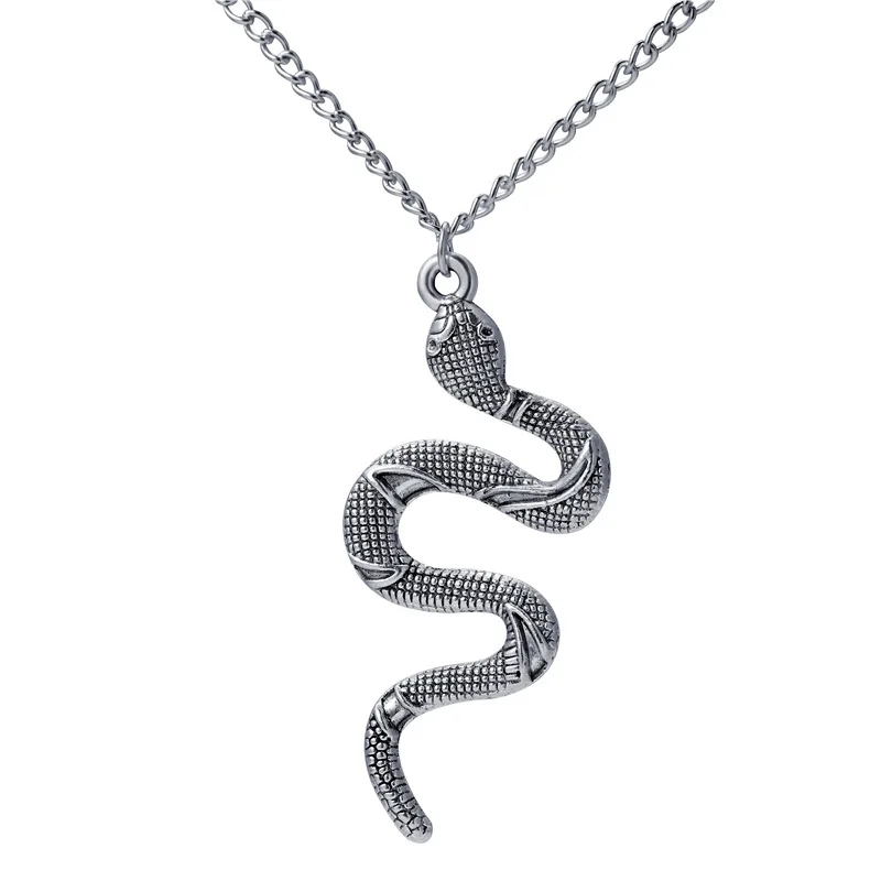 

New punk Snake Pendant Necklace Golden Silver Color Unquie Men Women Neck Jewelry Statement Pouplar Necklace Wholesale