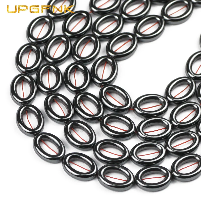 UPGFNK натуральный овальный камень Эллипс Круг черный гематит разделители