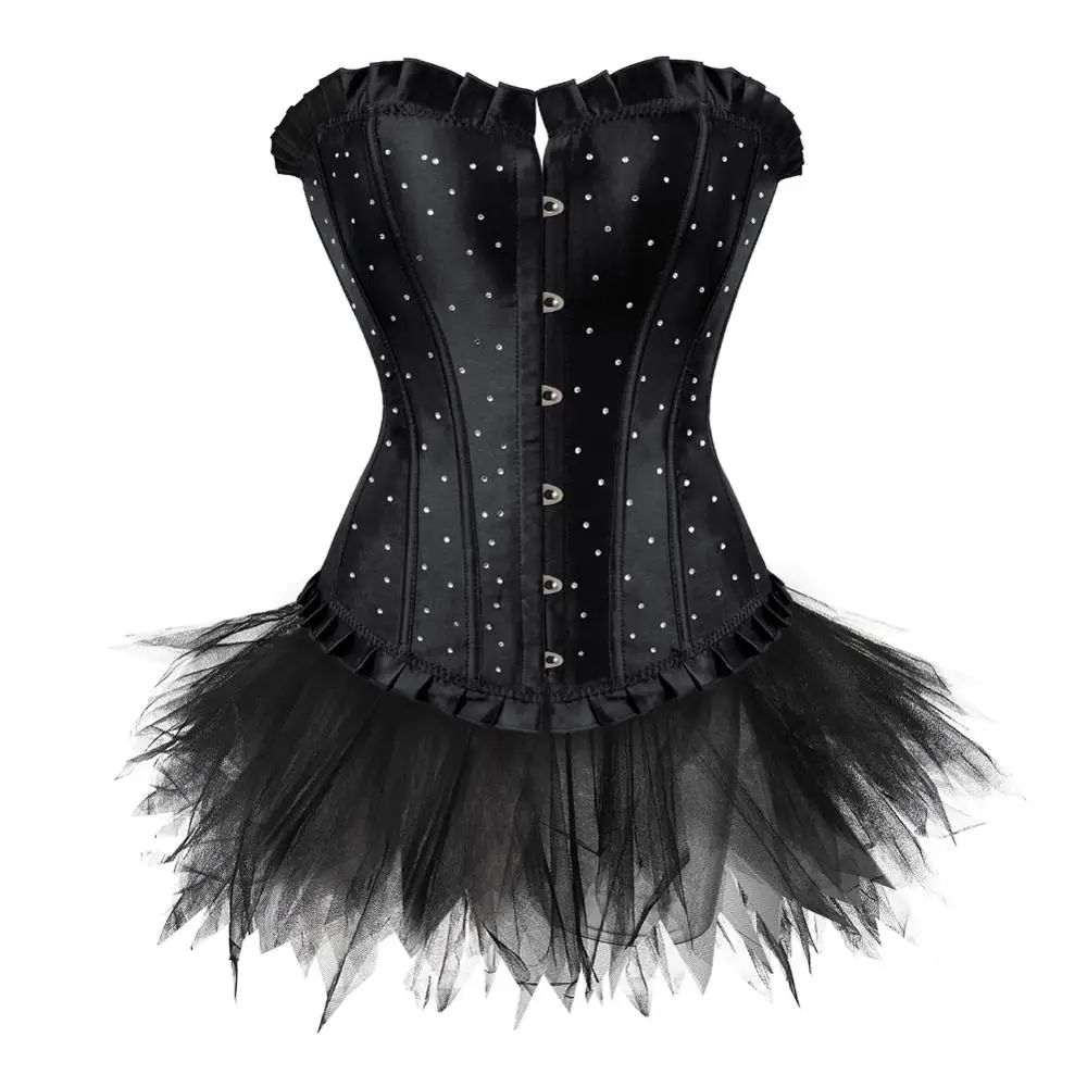 

Corsets And Bustiers Burlesque Corset and Skirt Tutu Diamond Lingerie Corset Dress Gothic Gowns Party Plus Size Sexy Bustier