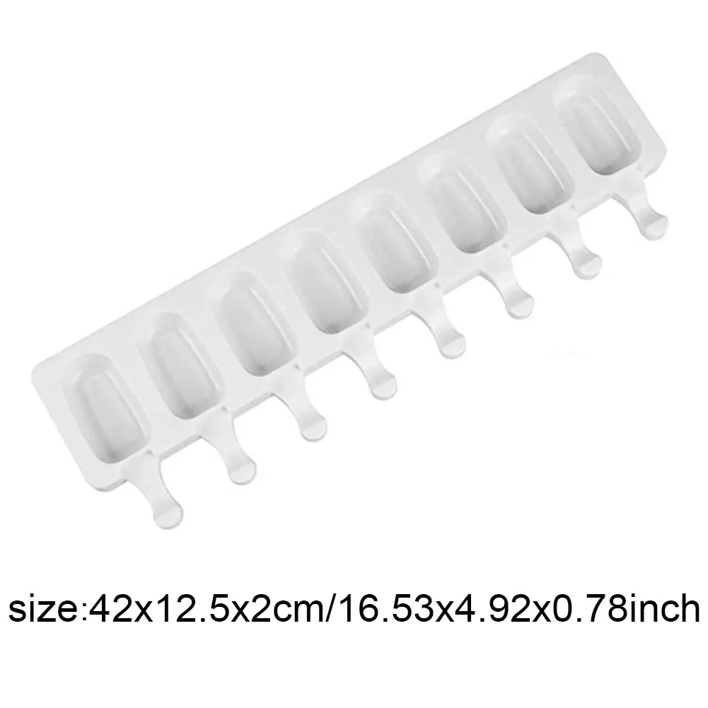 

8 Hole Silicone Ice Cream Mould Ice Cube Tray Popsicle Barrel Diy Mold Dessert Ice Cream Mold with Popsicle 50 Wooden Sticks