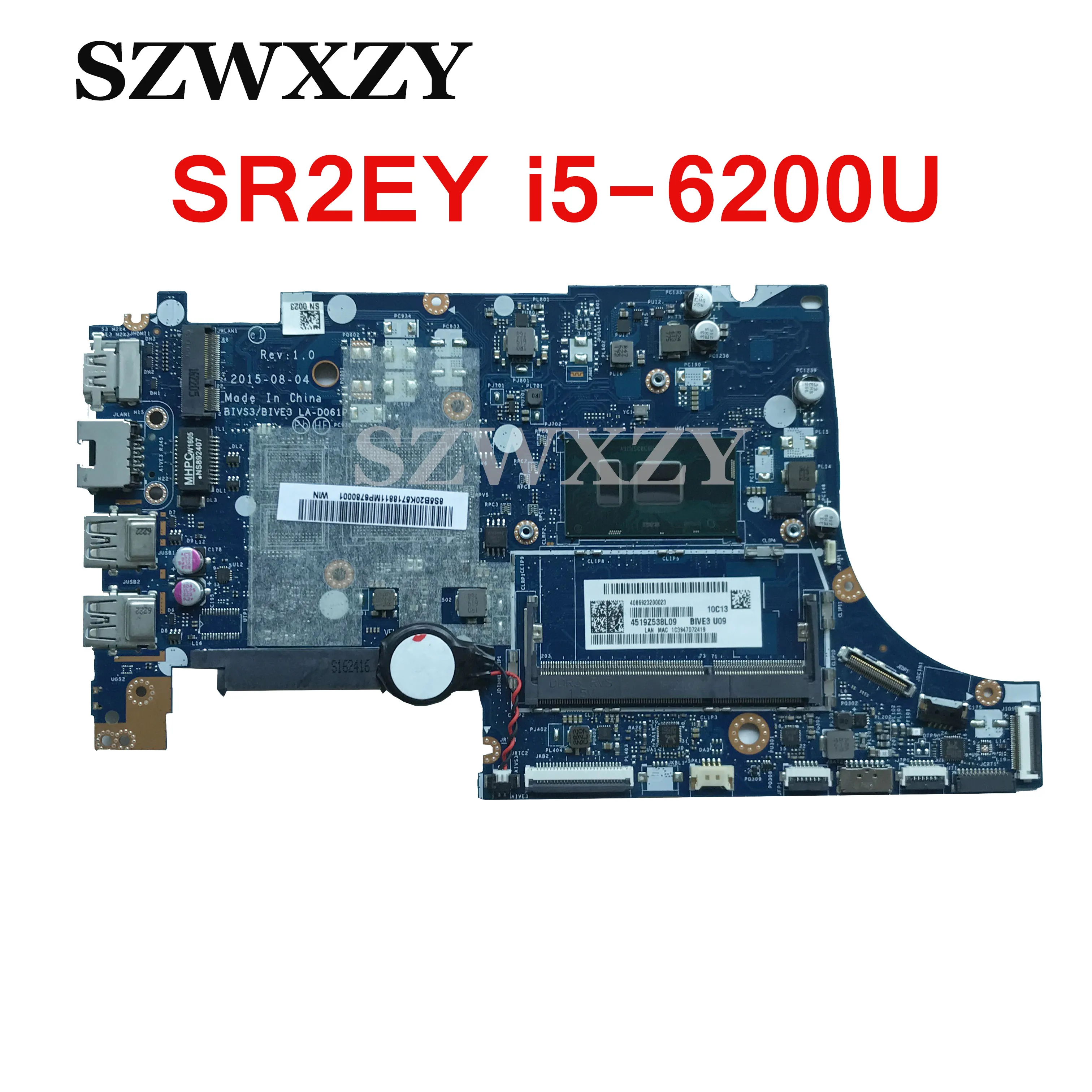 Для Lenovo E31 80 материнская плата для ноутбука BIVS3/BIVE3 LA D061P FRU: 5B20K57188 SR2EY i5 6200U
