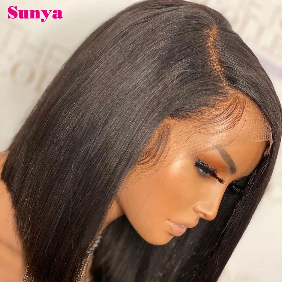 

Cheap Straight Short Bob Wig Lace Front Human Hair Wigs Pre Plucked Glueless Transparent 13x4 Lace Frontal Wig Closure Wig