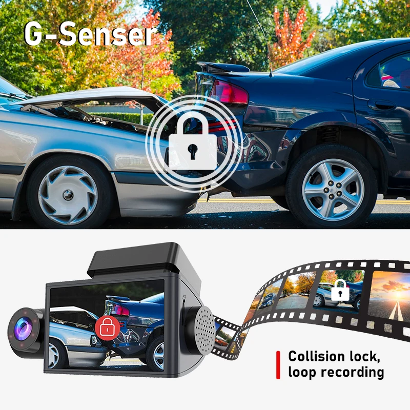 JADO D350S yi compact dash camera для вождения фронтальный и задний 1080P ночное видение HD три