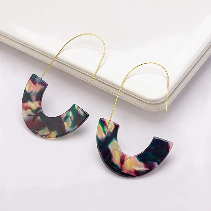 Модные леопардовые большие акриловые висячие серьги с крючком для женщин