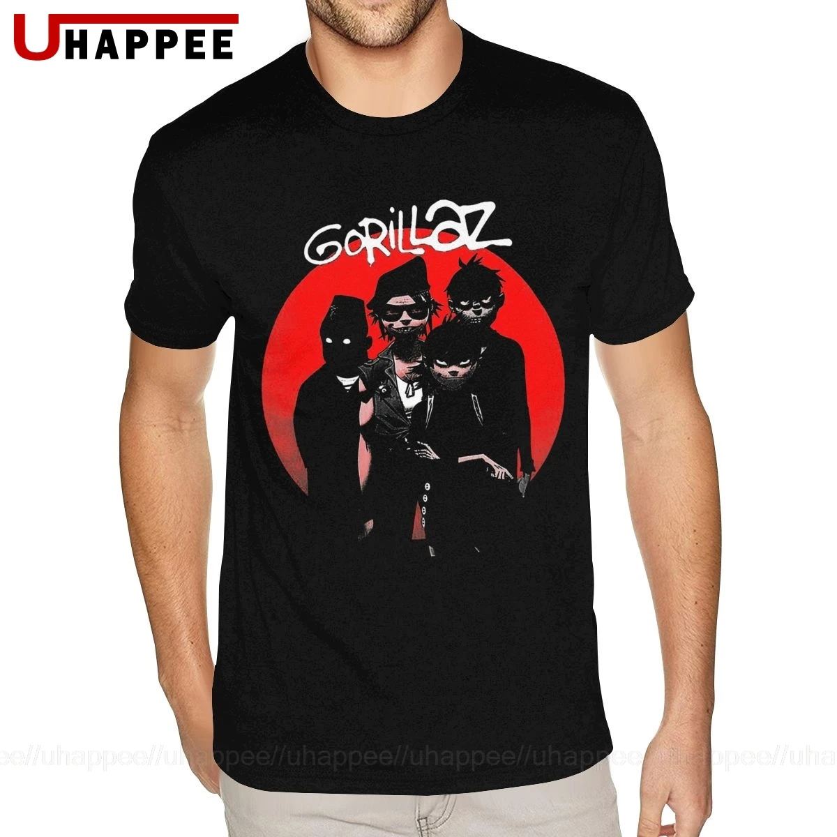 Фото Большой Размеры классный силуэт Группа Gorillaz футболка для мужчин Модная