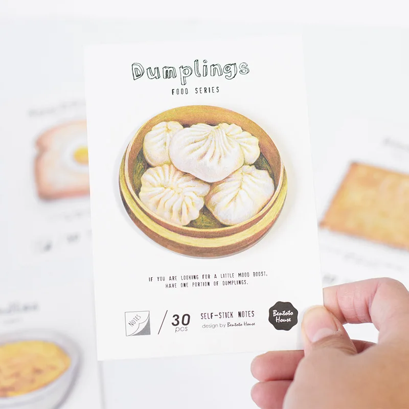

30 Sheets/pack Tasty Noodles Cookie Buns Bread Memo Pad Self-adhesive Sticky Notes Office School Supplies Memo Pad