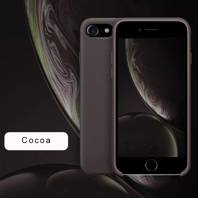 Cocoa Официальный силиконовый чехол для iPhone 11 Pro MAX XR X Xs MAX чехол s для apple iPhone 7 8 Plus 6 6s 5 5S SE чехол с логотипом - Цвет: Cocoa