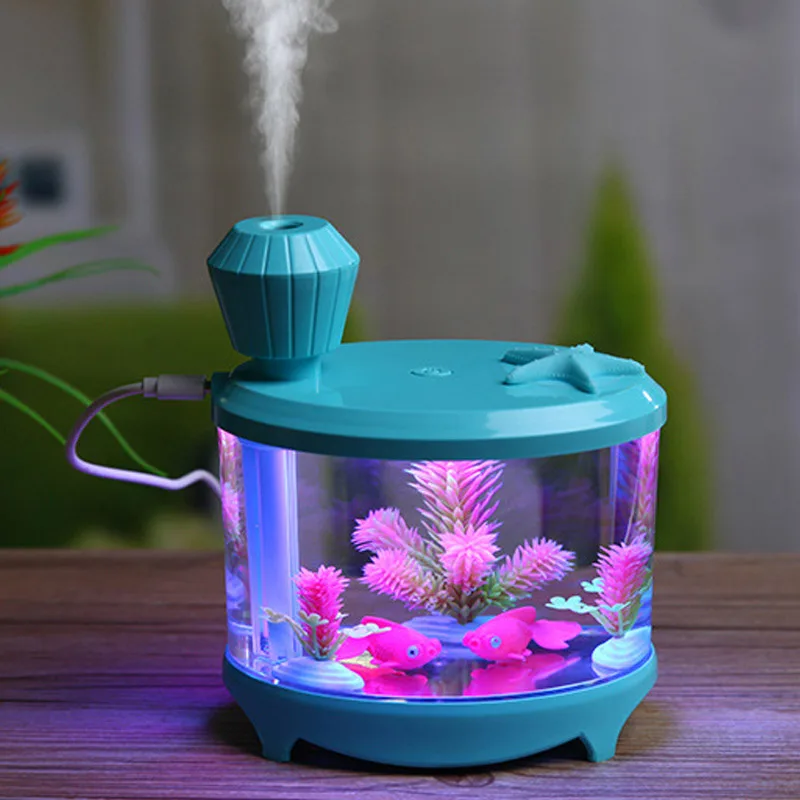 

Mini Aquarium Humidifier Diffuser 460 ml Silent Atomizer USB Sprayer Cute Luminous Mist Generator Suitable for Home Office