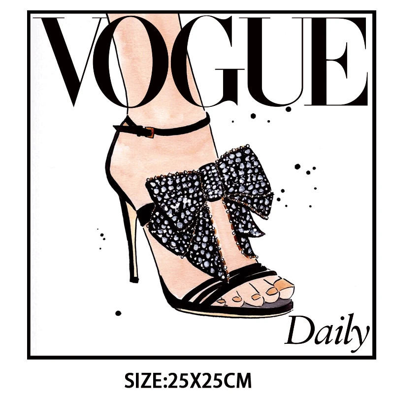 

2021 New High Heel VOGUE Patches for Clothing Fashion Thermoadhesive Stickers on Clothes Iron on Transfer for Clothes Badges