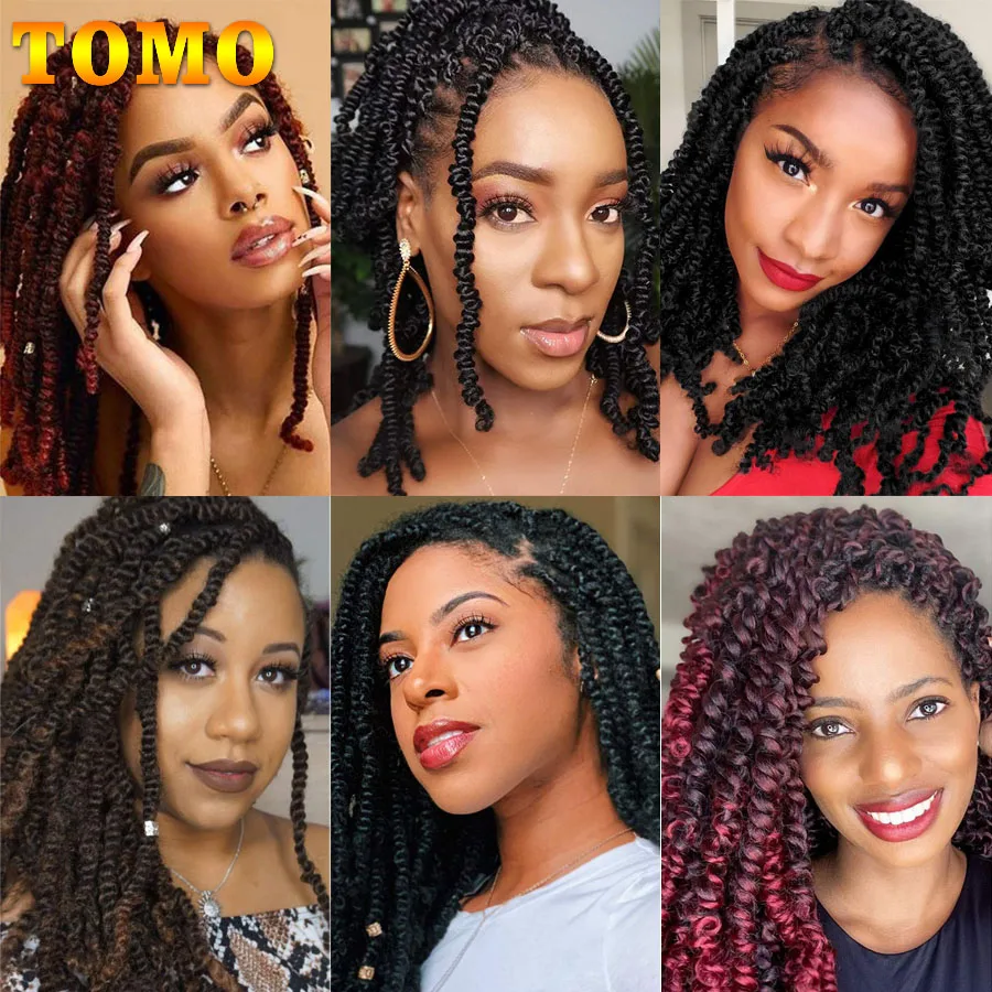

TOMO Spring Twist Braiding Hair 10Inch Bomb Twist Synthetic Braids Hair Ombre Color Fluffy Twist Crochet Braids For Black Women