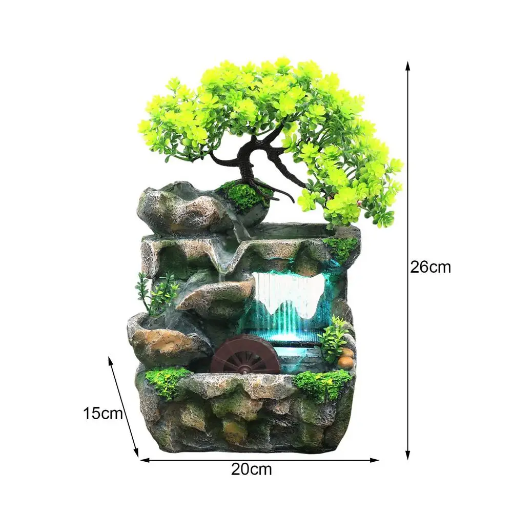 

New Desktop Fountain Indoor Wealth Feng Shui Rockery Waterfall Fountain With Multicolor LED Light For Company Office Ornaments