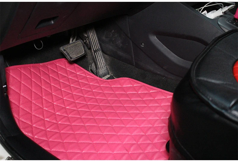

Pink Car Floor Mats Women Girls Universal for Bmw Lexus Benz Volkswagen Waterproof Black Full Set Useful Interior Accessories