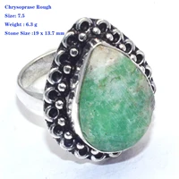 genuine turquoise moonstone agate solar quartz garnet rose quartz emerald citrine ring silver copper size 7 5 7 75