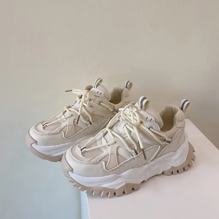 Женские кроссовки на массивной подошве LMCAVASUN розовые летние для увеличения роста