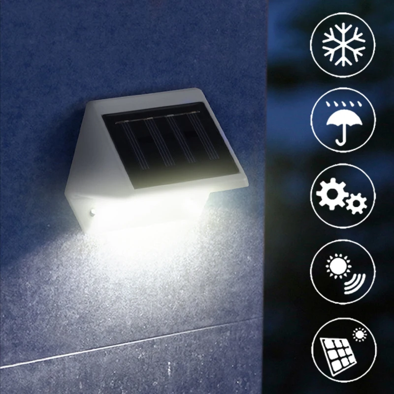 

4 LED Solar Light Fence Light Solar Lamp For Garden Decoration Waterproof IP65 Patio Stair Wall Lamp Lighting Outdoor