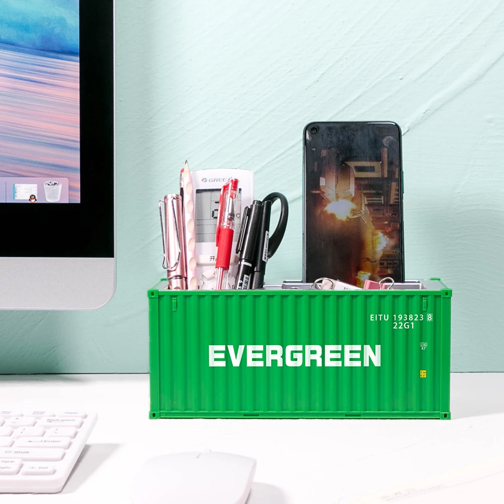 Mini contenedor de simulaci&oacute;n de 20 pies, juguetes de modelo de contenedor, contenedor multifuncional, soporte para bol&iacute;grafo, oficina, debe ser regalo, logotipo personalizado-1