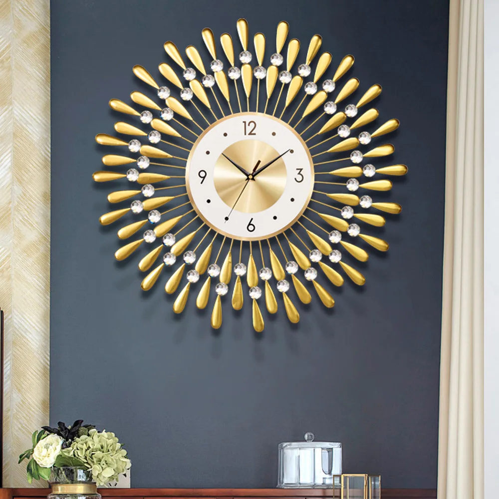 

Large Simple Golden Nordic Wall Clocks Modern Creativity Living Room Metal Wall Clock Precise Horloge Murale Interior Decoration