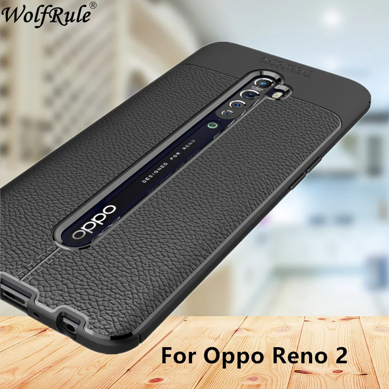 Wolfrule For Case Oppo Reno 2 Case Fashion Lichee Style Silicone Rugged Hybrid Cover For Oppo Reno2 Cover Reno 2 Case 6.5 inch