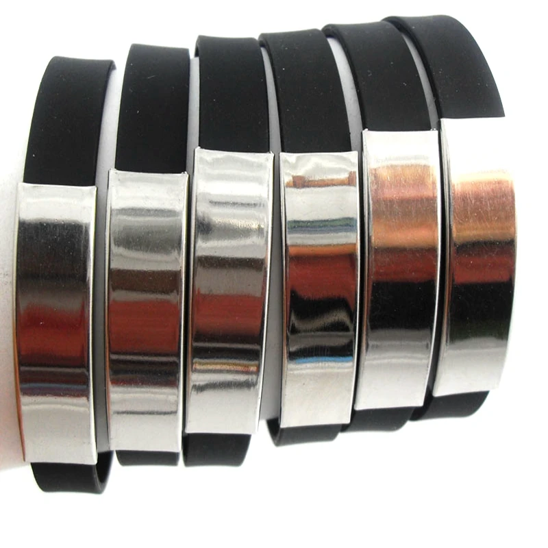 12 шт. простые черные силиконовые браслеты из нержавеющей стали оптовая продажа