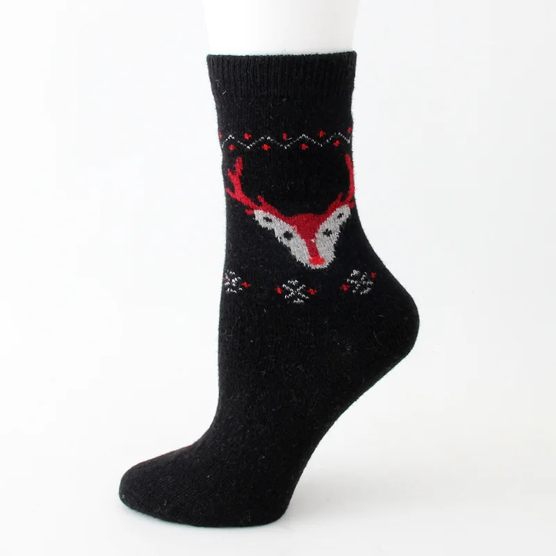 12 Pairs Wool Socks for Women Winter Thick Warm Cozy Elk Pattern Soft Socks Middle Tube Crew Boot Socks