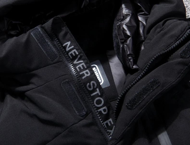 Мужская длинная русская зимняя водонепроницаемая куртка на утином пуху черная