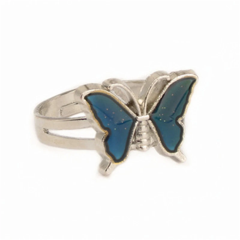 

Butterfly Mood Ring Color Change Adjustable Emotion Feeling Changeable Temperature Ring Jewelry For Kids Birthday Wholesale