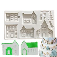 christmas tree snowman house silicone fondant cake decorating mold chocolate molds baking tools kitchen accessories