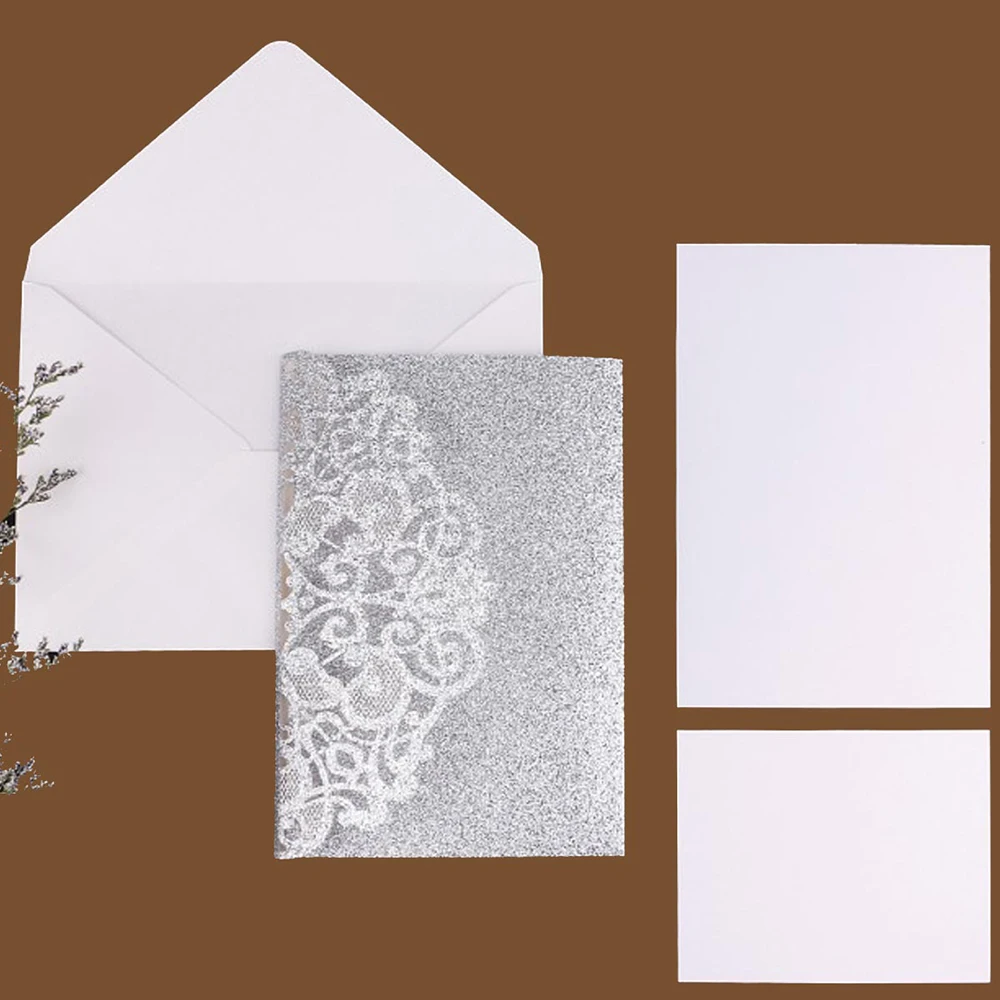 Свадебные приглашения темно-синего цвета с бордовыми лентами 3 складки 5x7 дюймов