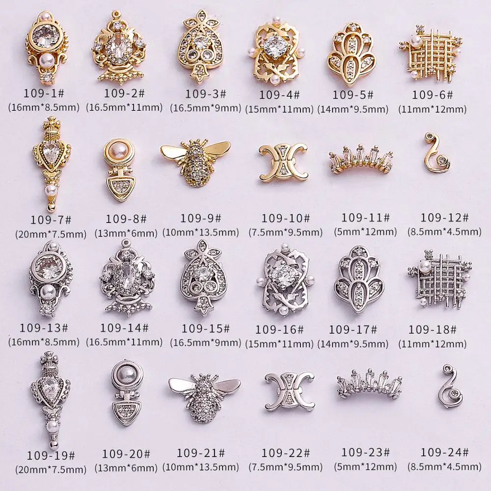 5 шт. 3d Золотой сплав Циркон дизайн ногтей Аксессуары роскошный Кристальный со