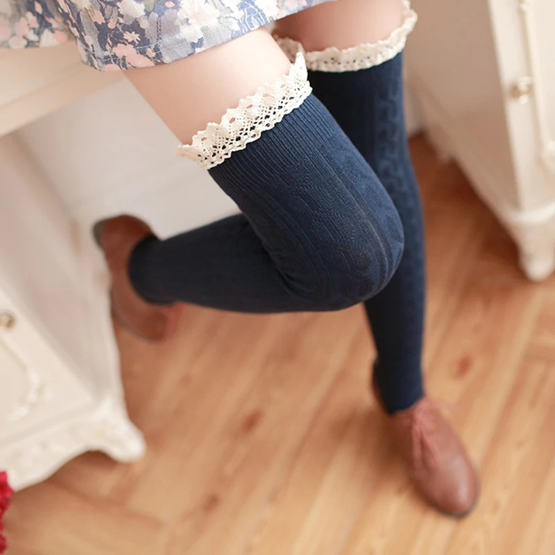 Winter Warm Stockings Fashion Comfortable Cotton High Tight Knitted Thigh Lace Christmas Autumn Women | Женская одежда