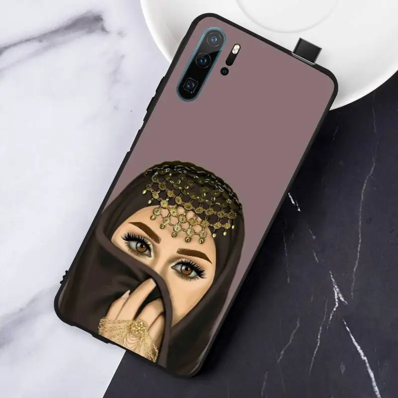 

Woman In Hijab Face Phone Case Funda For Huawei P9 P10 P20 P30 Lite 2016 2017 2019 plus pro P smart