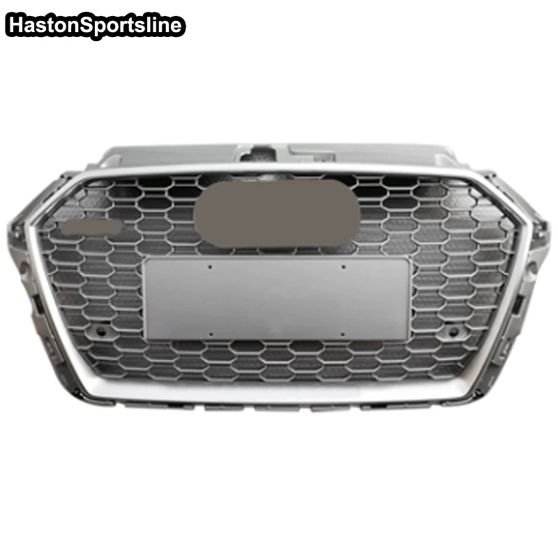 Серебристые хромированные передние сотовые сетчатые решетки в стиле Quattro для Audi