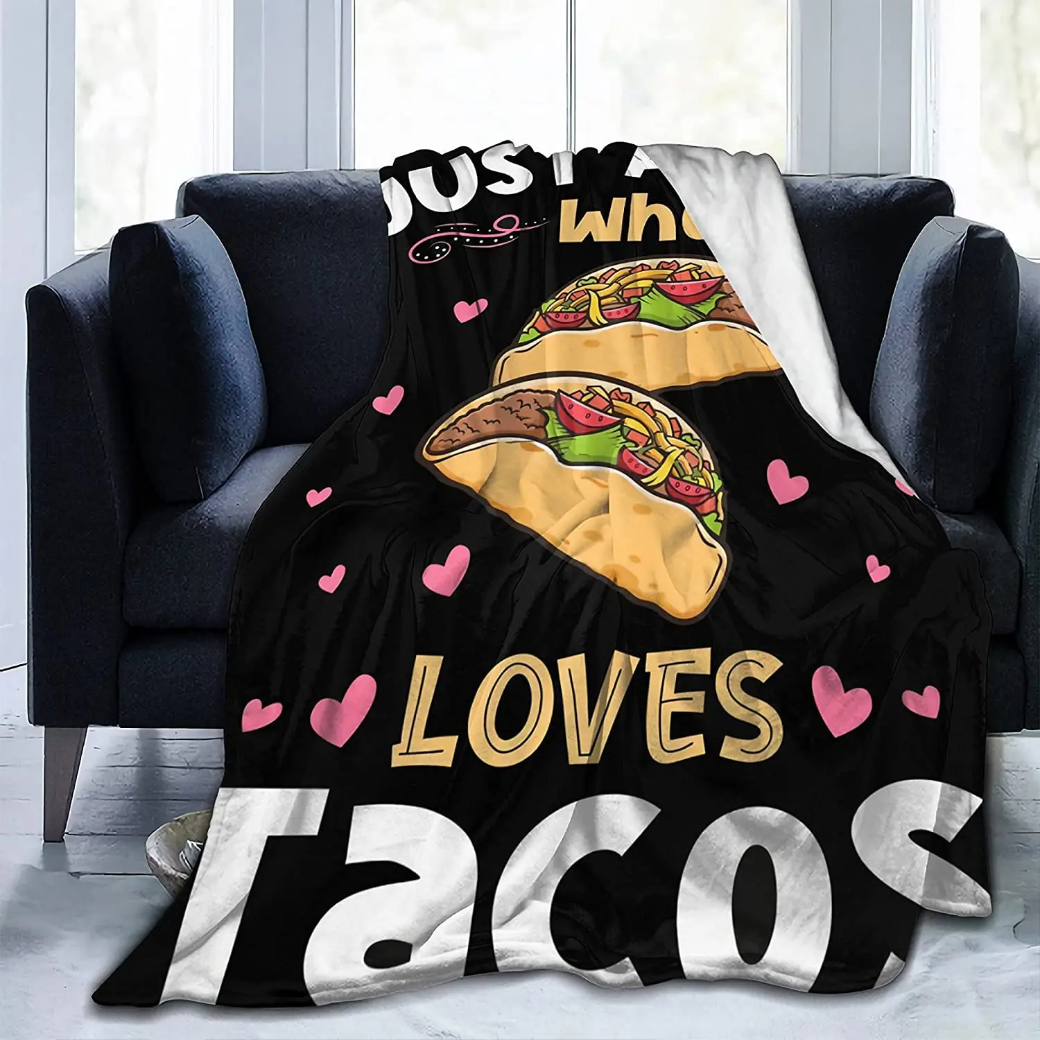 

Just A Girl Who Loves Tacos Flannel Throw Blanket Soft Warm Lightweight Microfiber Fleece Blanket for Couch Sofa