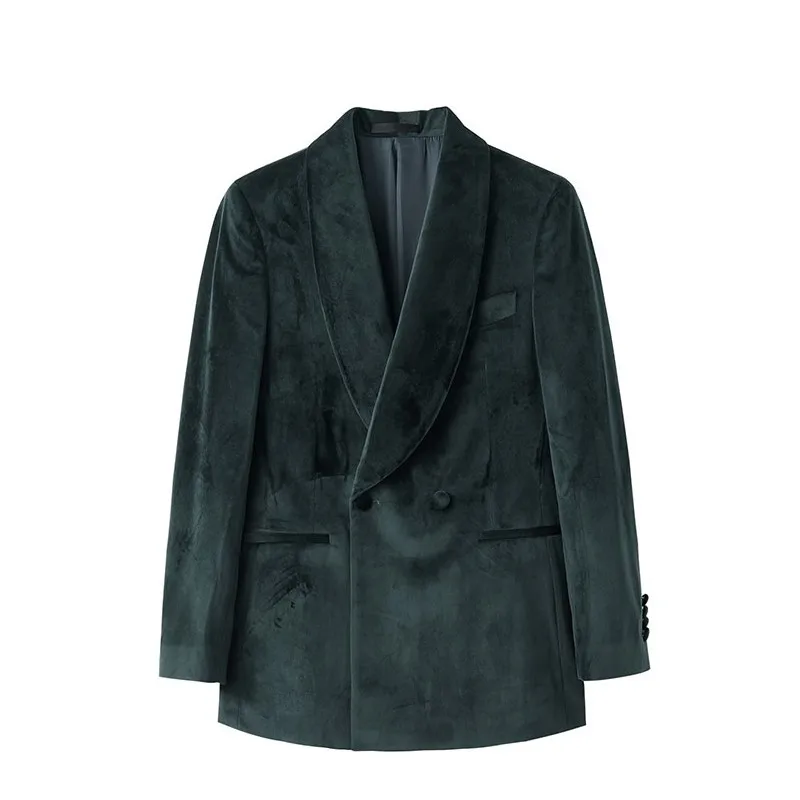 

Business Banquet Green Velvet Blazer Mens Elegant Suits Tops Formal Wedding Suit Jacket Slim Split Vintage Groom Dress Jackets