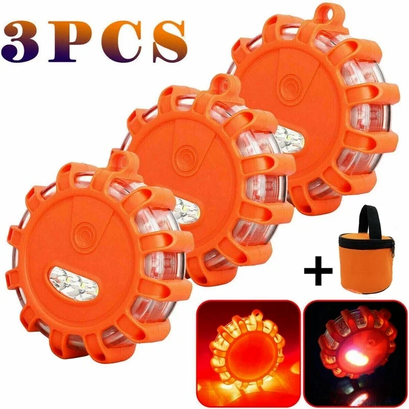 

3pcs/set Road Flares Car Emergency Light Help Flash Beacon V16 Approved Dgt Flare Safety Warning Police Lights Magnetic Strobe