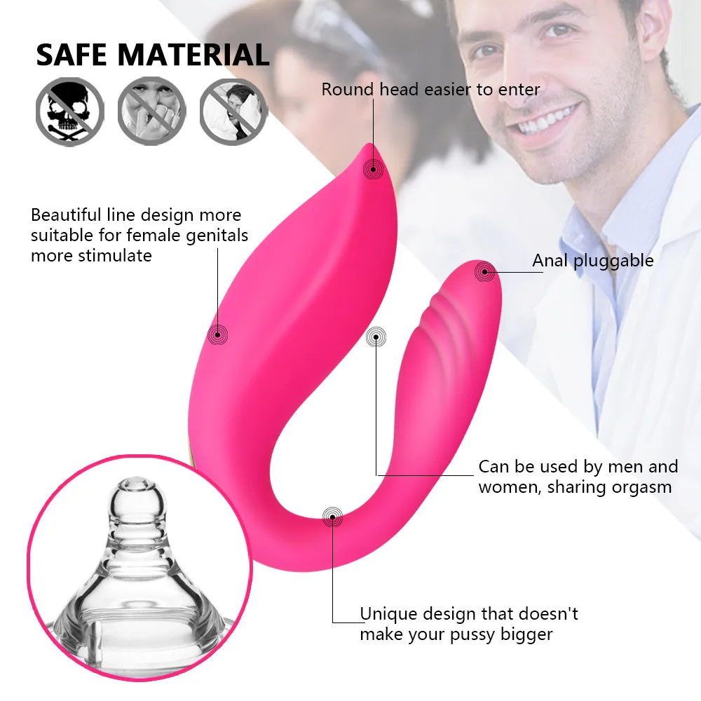 U образный Вибратор двойной страпон фаллоимитатор вибраторы для женщин с